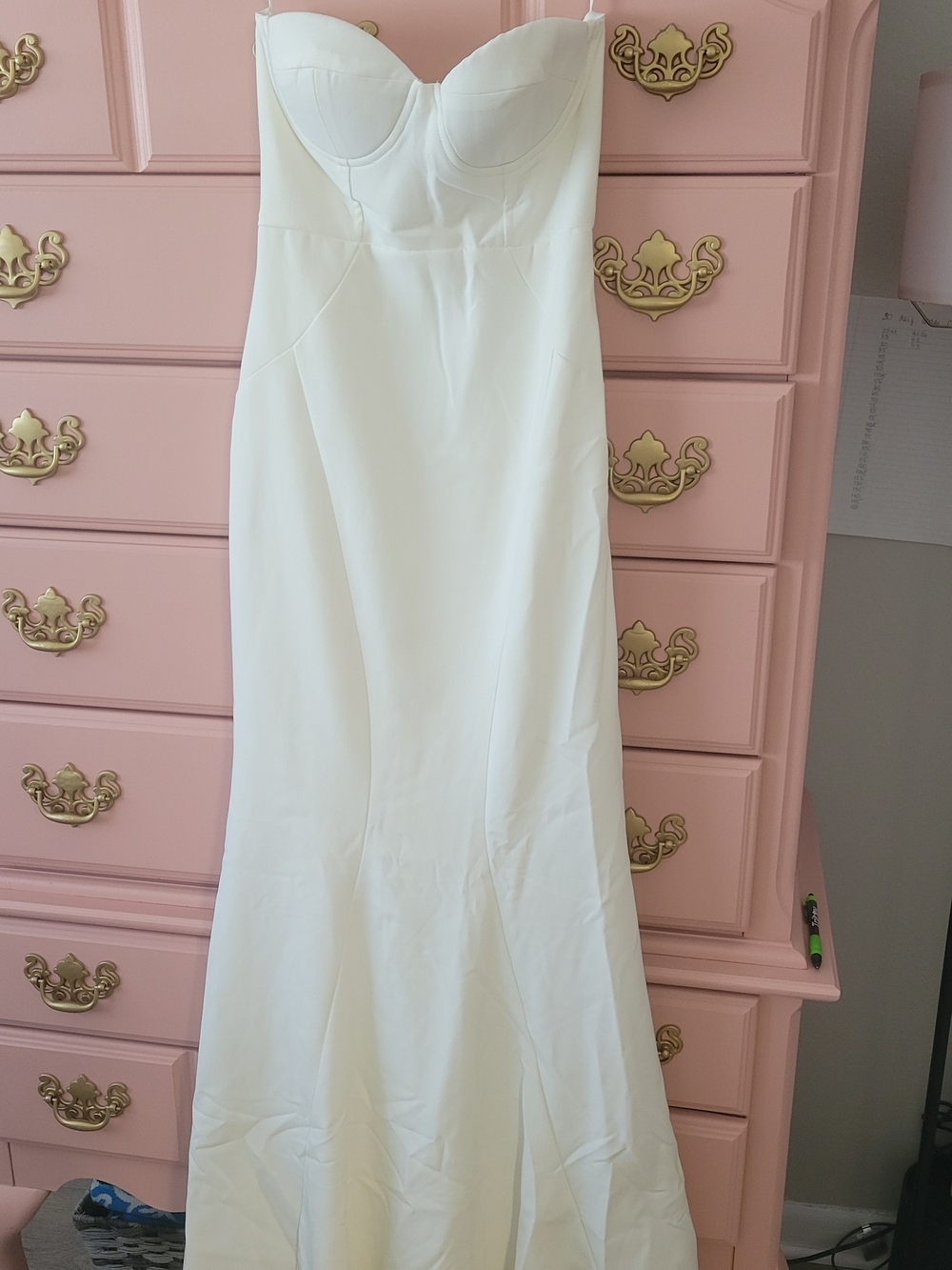Lulu's Corset Strapless White Mermaid Evening Gown